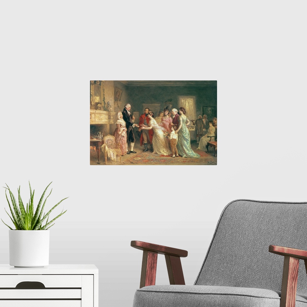 A modern room featuring XTD69837 Washington's Birthday, 1798 (oil on canvas)  by Ferris, Jean Leon Jerome (1863-1930); Sm...