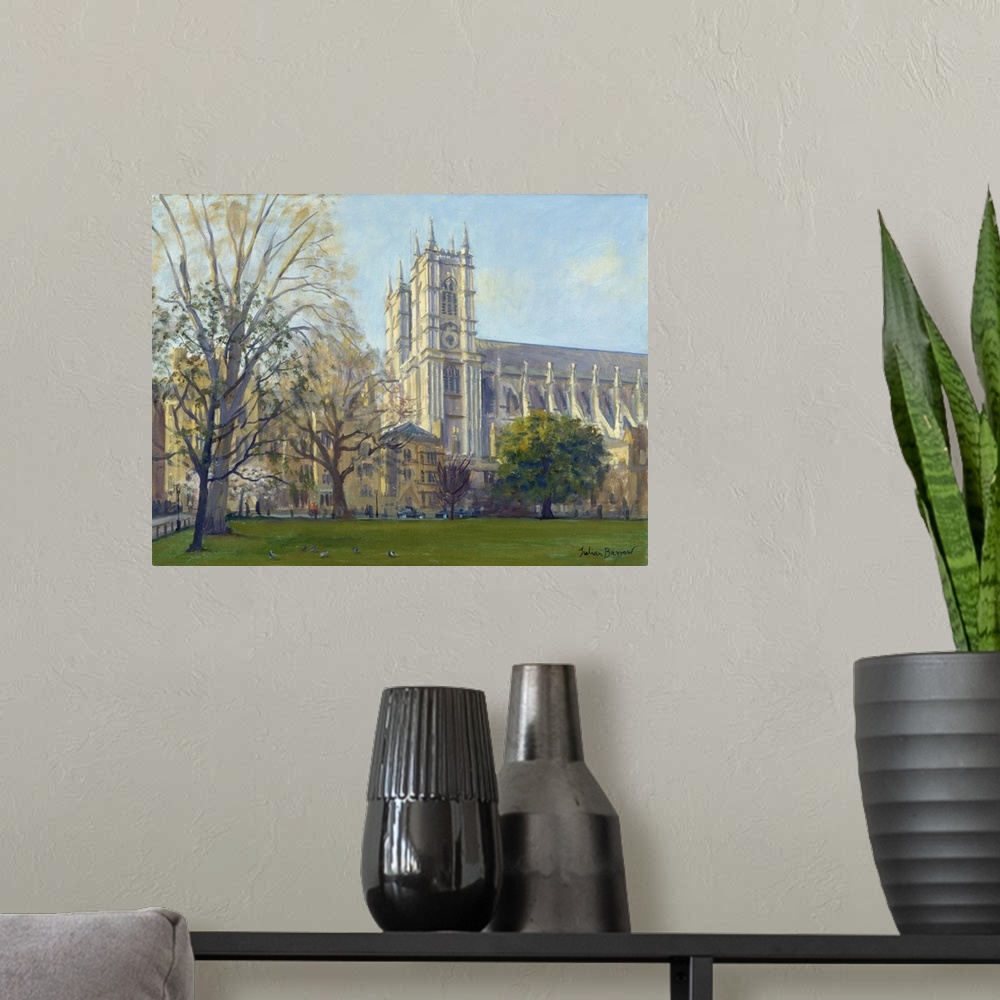 A modern room featuring Westminster Abbey from Dean's Yard