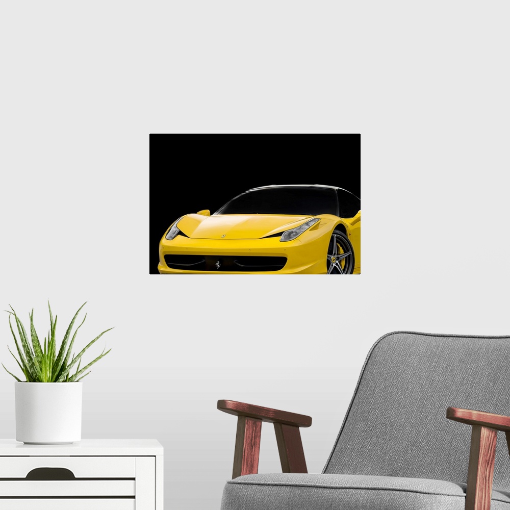A modern room featuring Ferrari 458 Italia