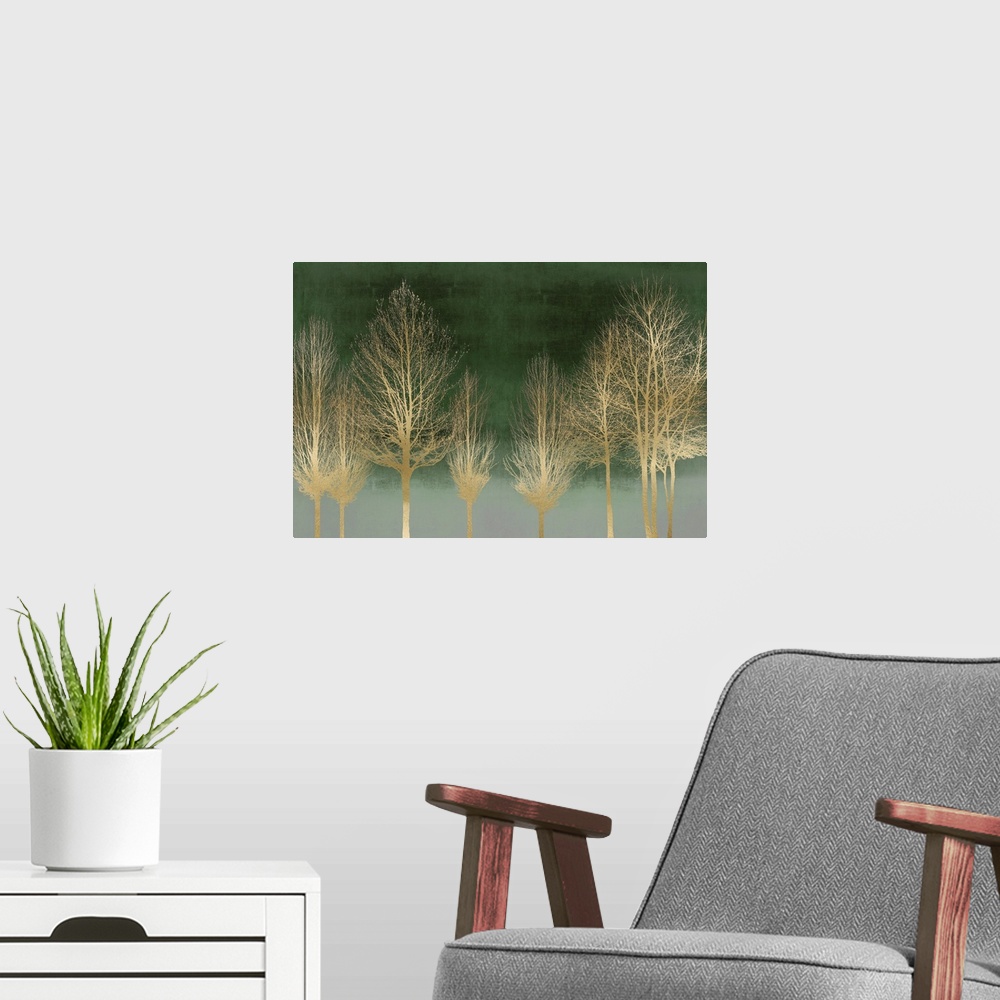 A modern room featuring Gold Forest on Green