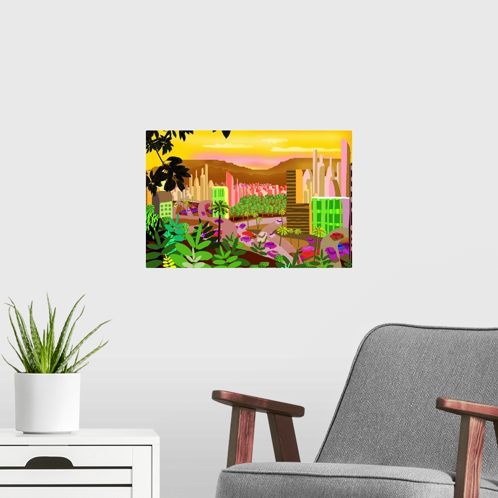 A modern room featuring City Tropical Fantasy