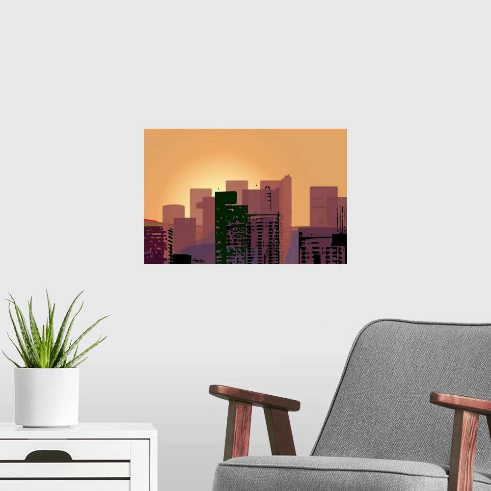 A modern room featuring Sunset in Dallas