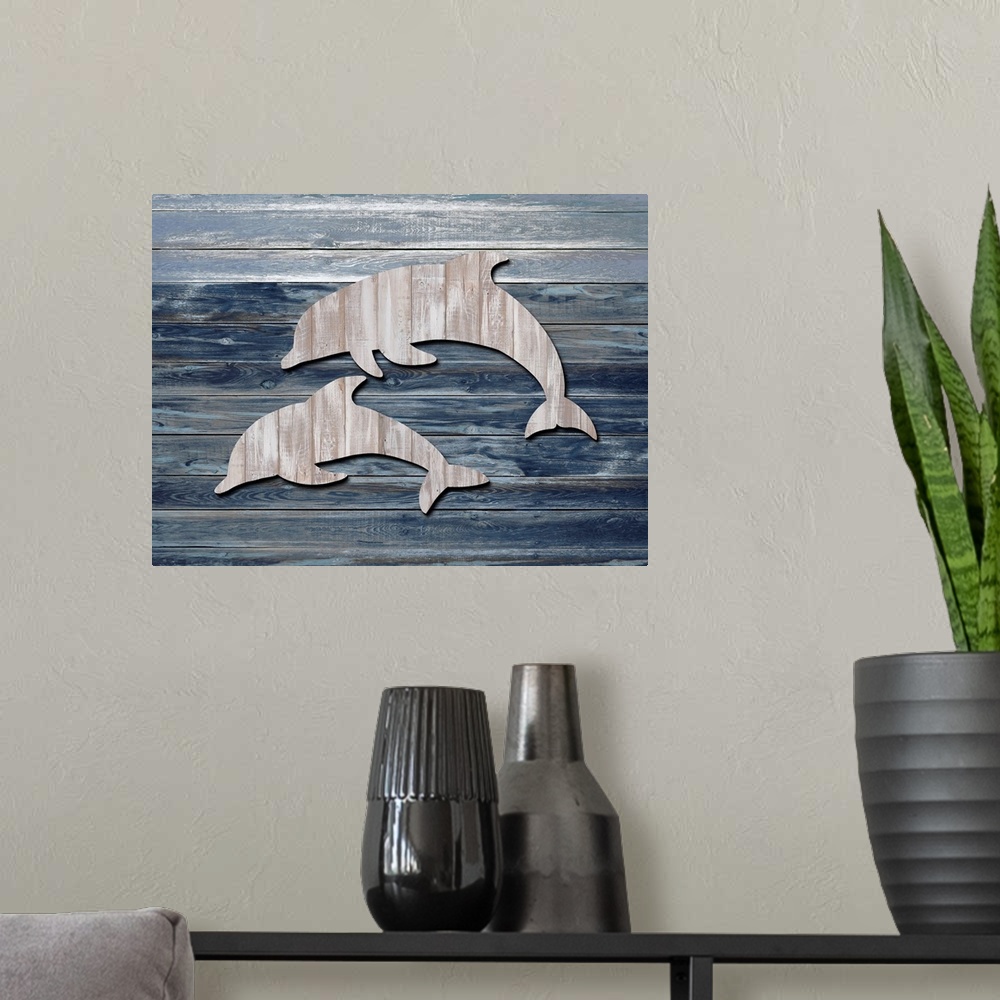 A modern room featuring Wood Sea Animals Dophins