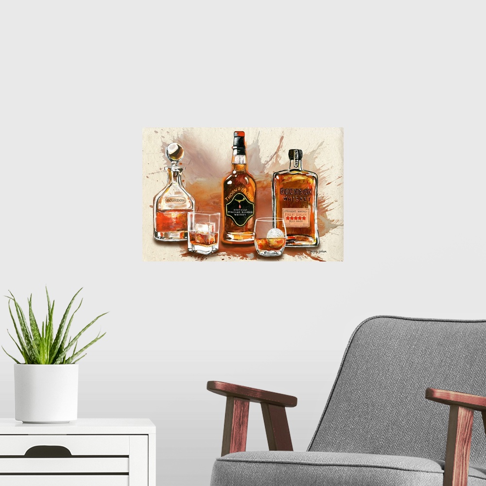 A modern room featuring Classic bar imagery for a den, study, office, or bar!