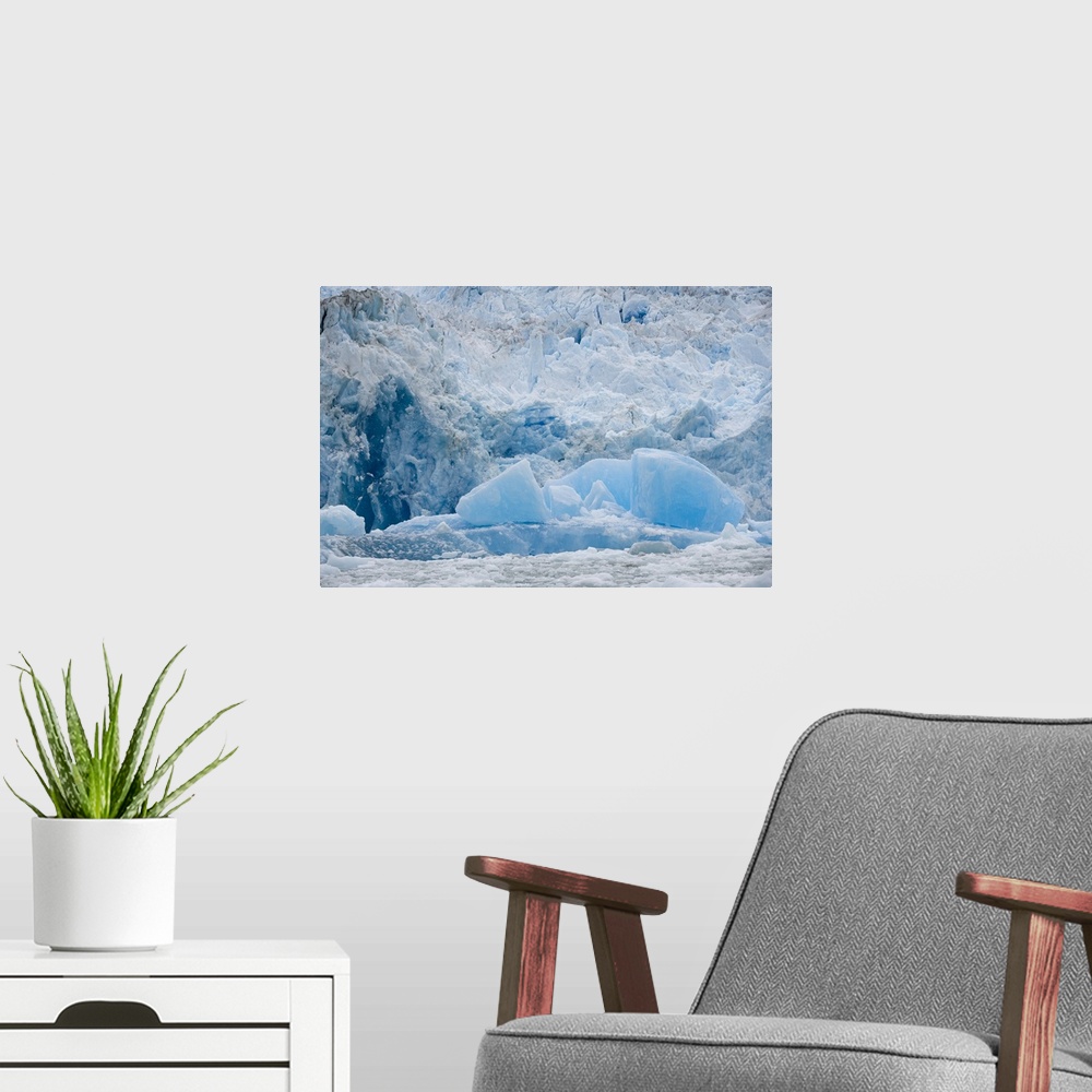 A modern room featuring USA, Alaska, Tongass National Forest, Tracy Arm - Fords Terror Wilderness, densely packed blue ic...