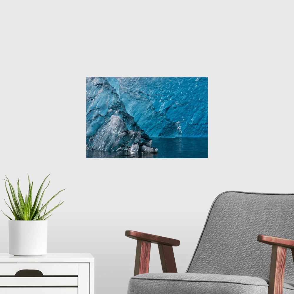 A modern room featuring USA, Alaska, Tracy Arm-Fjords Terror Wilderness, Deep blue glacial iceberg floating in Holkham Ba...