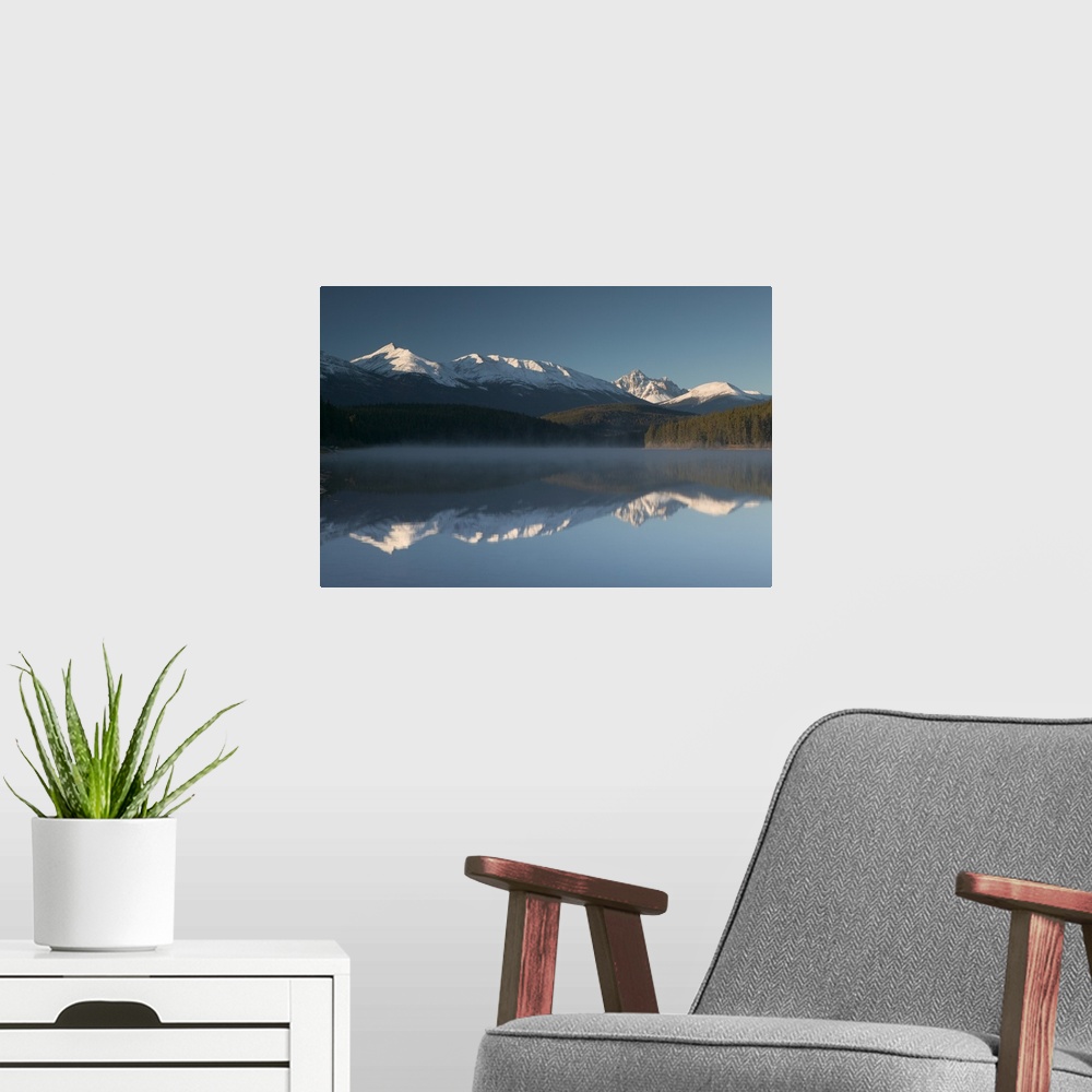 A modern room featuring Alberta, Jasper National Park, Dawn Light on Pyramid Mountain and Pyramid Lake