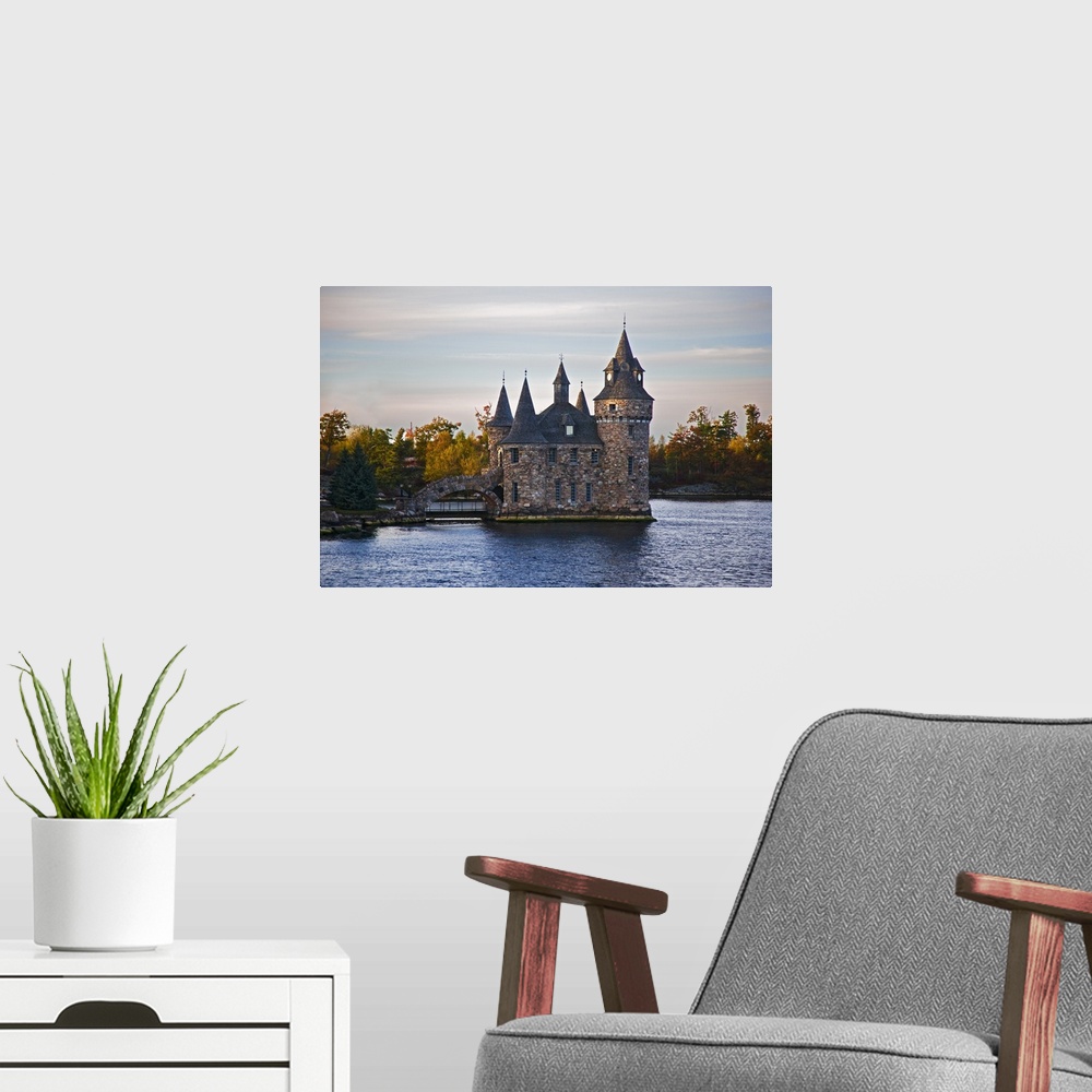 A modern room featuring Boldt Castle in the 1000 Islands Region of the St. Lawrence River, New York