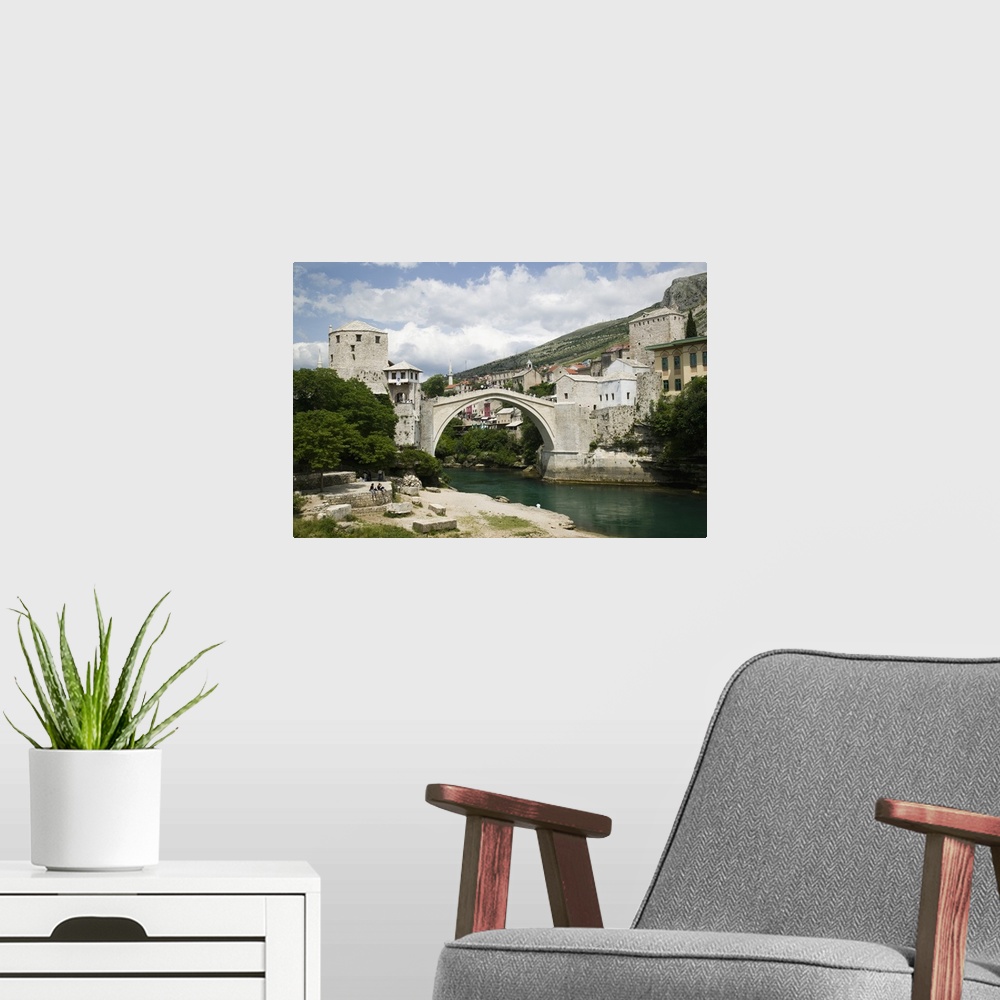 A modern room featuring Bosnia-Hercegovia - Mostar. The Old Bridge "Stari Most" - (b.1556/destroyed in 1993 / rebuilt in ...
