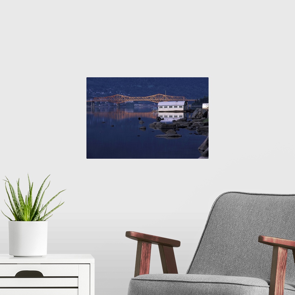 A modern room featuring NA, Canada, BC, Nelson, Orange Bridge over west arm of Kootenay Lake