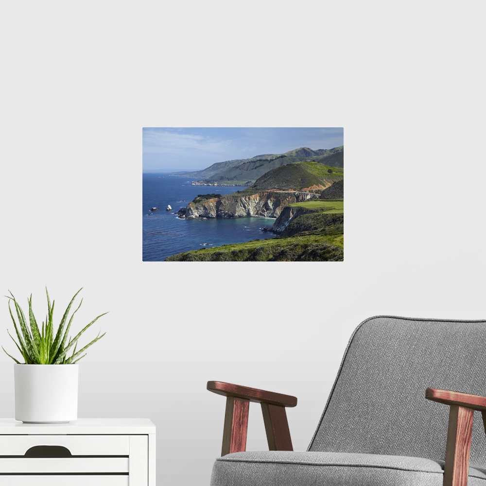 A modern room featuring USA, California Central Coast, Big Sur, Pacific Coast Highway, viewed from Hurricane Point.