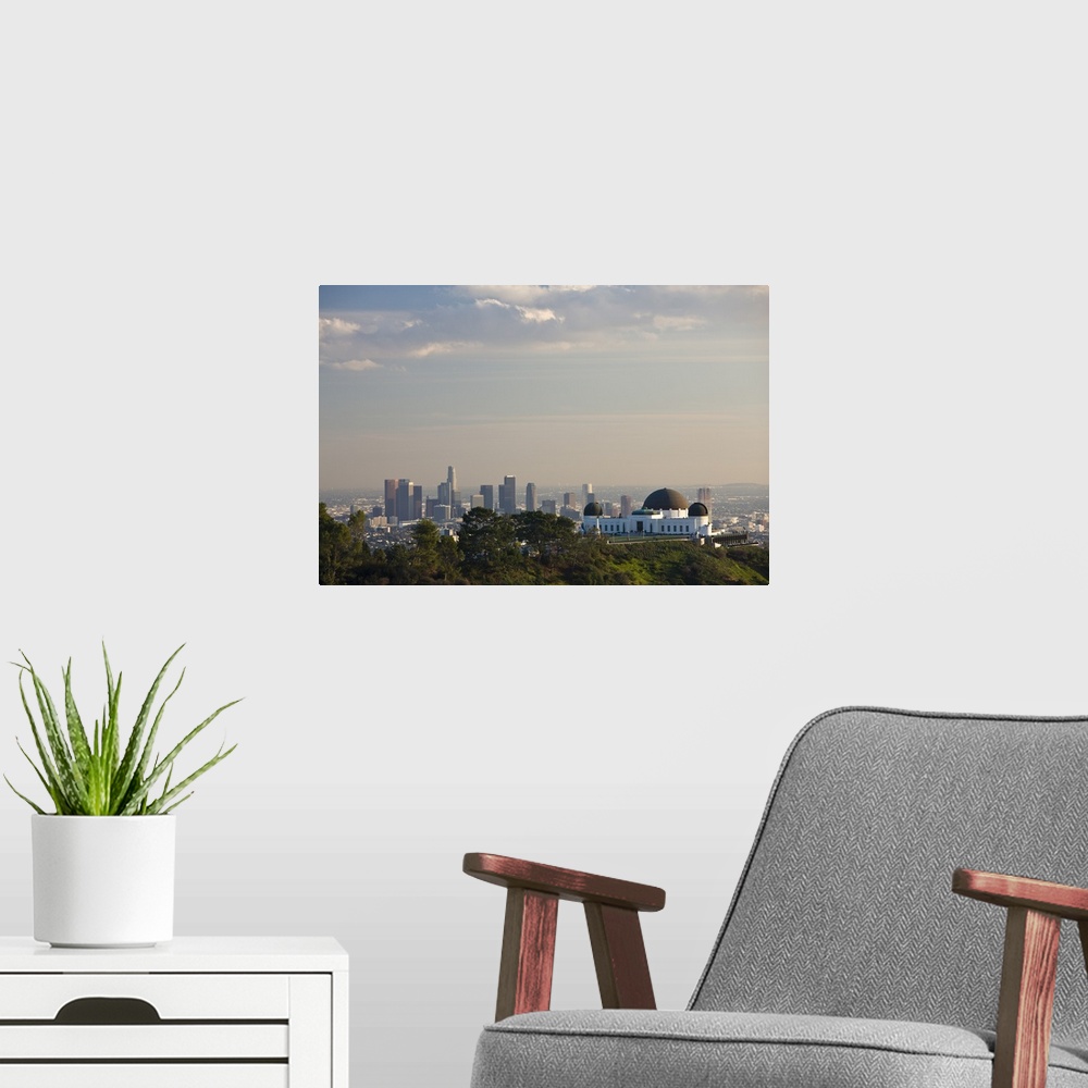 A modern room featuring USA, California, Los Angeles. Griffith Park Observatory and downtown.