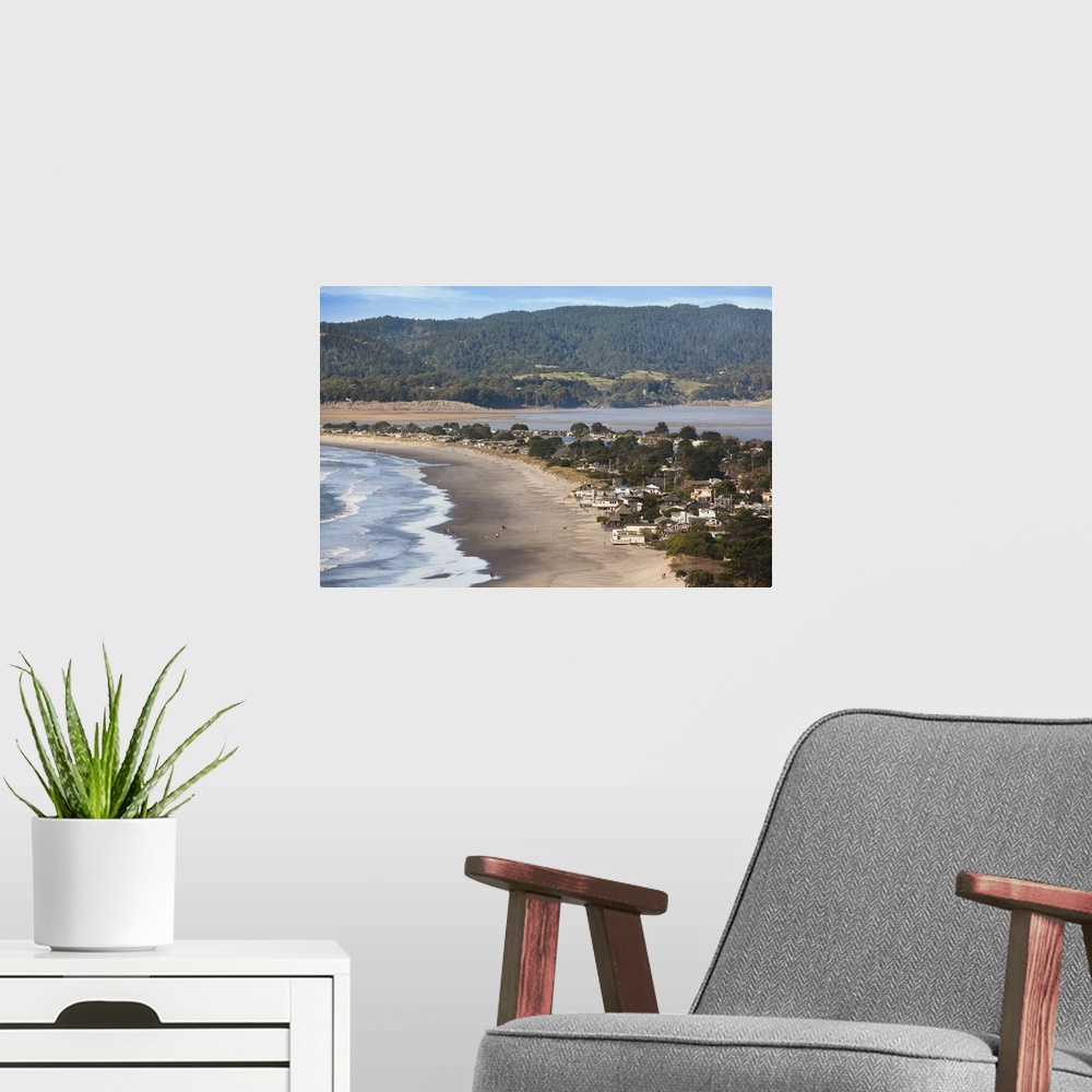 A modern room featuring USA, California, San Francisco Bay Area, Marin County, .elevated view of Stinson Beach