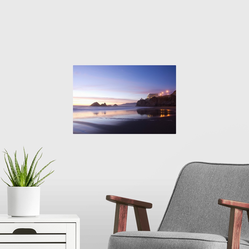 A modern room featuring California, San Francisco, Golden Gate National Recreation Area, cliff house at sunset