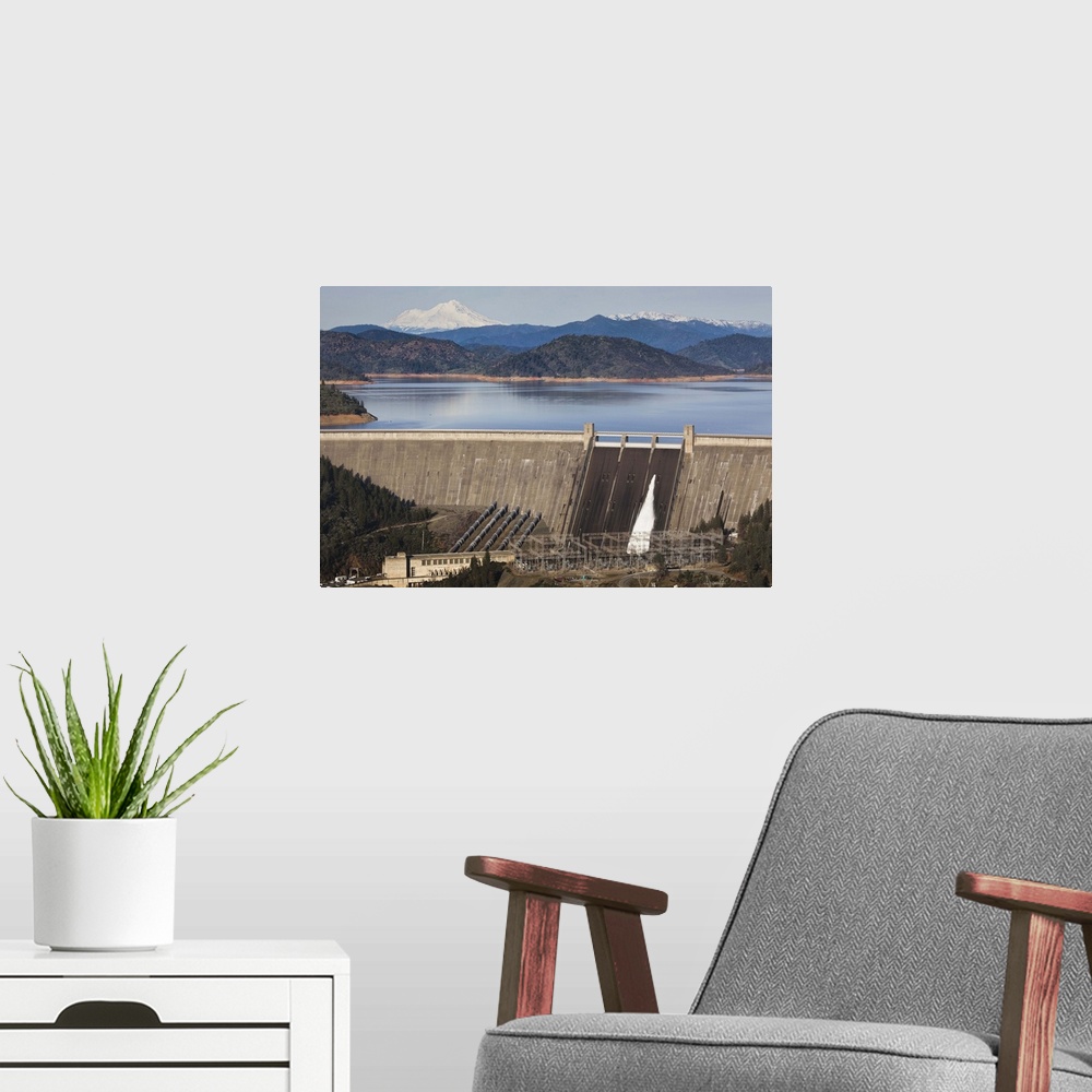 A modern room featuring USA, California, Northern California, Northern Mountains, Summit City, Shasta Dam, Shasta Lake, w...