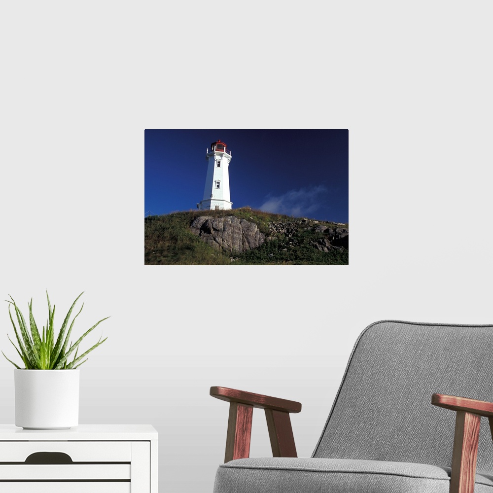 A modern room featuring North America, Canada, Nova Scotia, Cape Breton, Louisbourg lighthouse