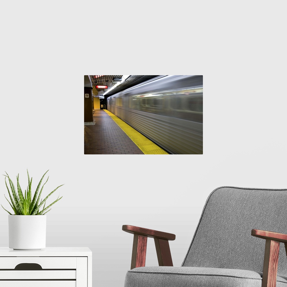 A modern room featuring Canada, Ontario, Toronto. Blur of a speeding subway train. Credit as: Wendy Kaveney / Jaynes Gall...