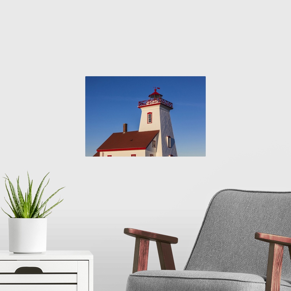 A modern room featuring Canada, Prince Edward Island, Wood Islands Lighthouse At Sunset