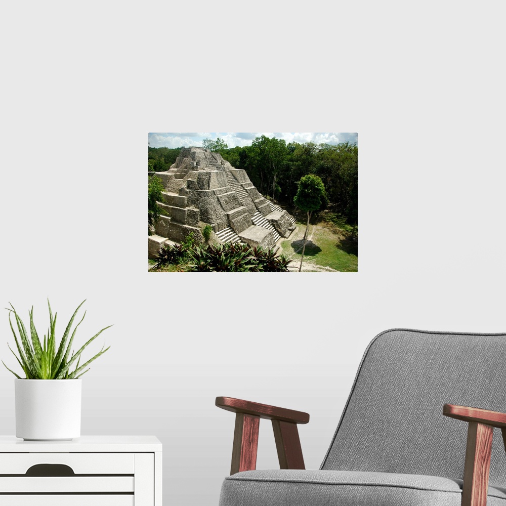 A modern room featuring Central America, Guatemala, Yaxha. Classic Mayan pyramid surrounded by jungle.