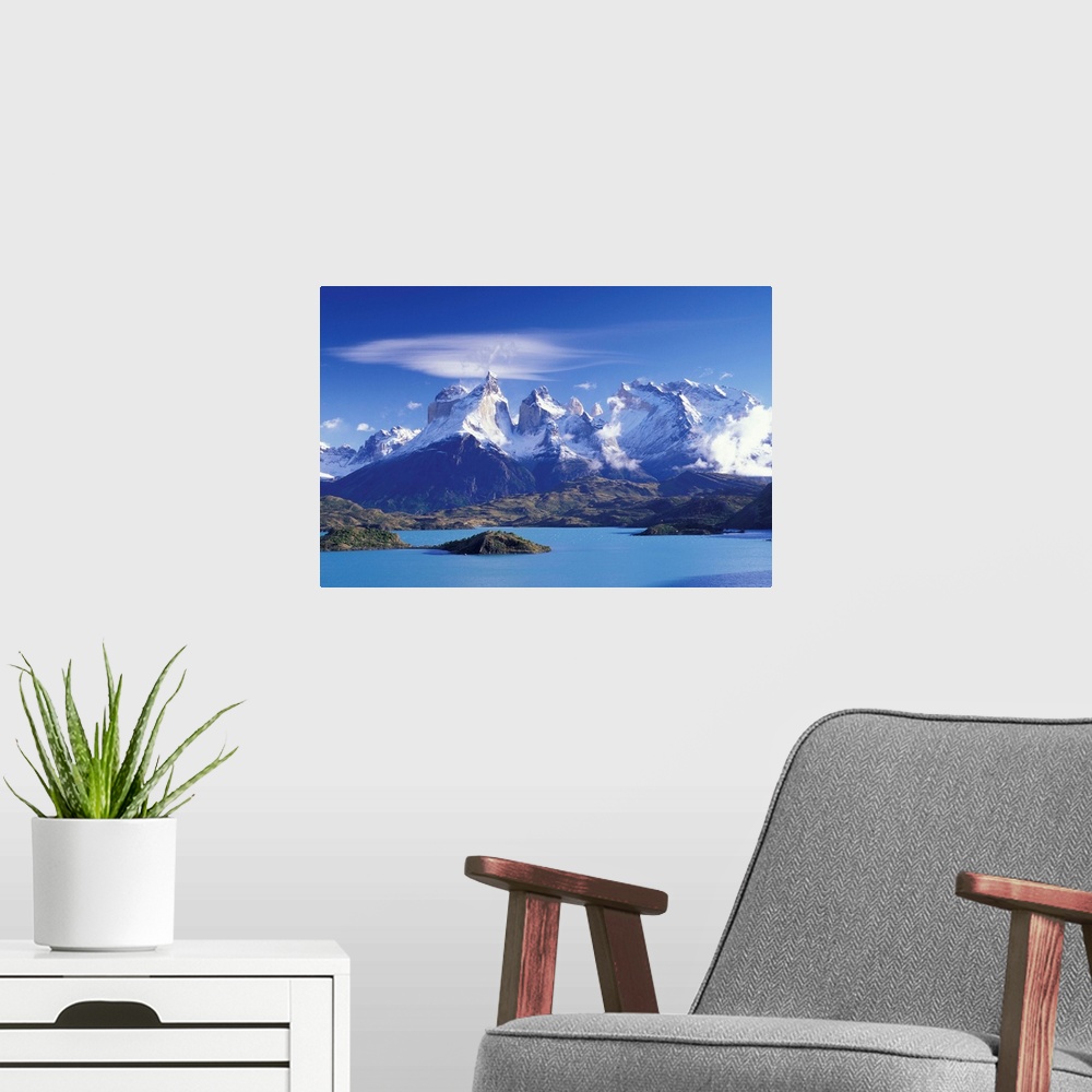 A modern room featuring Chile, Patagonia, Torres Del Paine National Park, Cuernos del Paine.