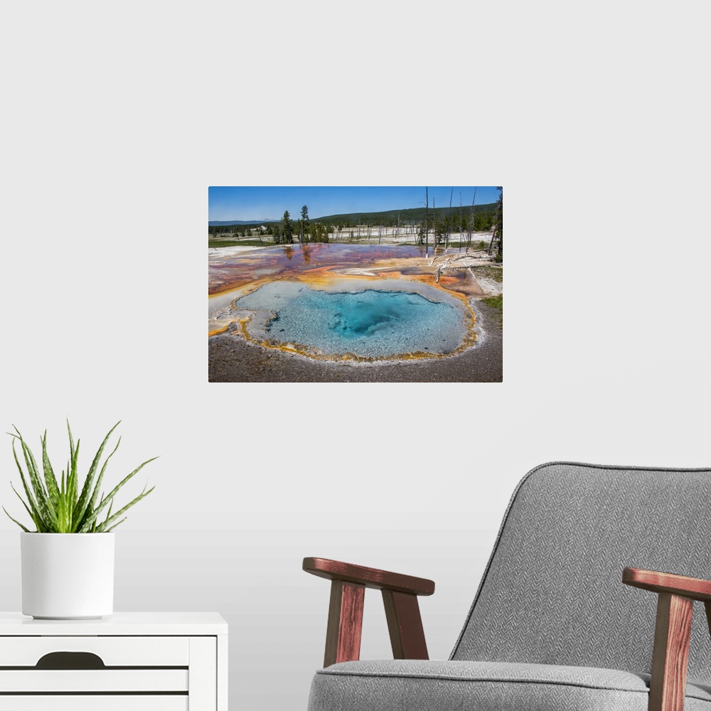 A modern room featuring Firehole Spring, Firehole Lake Road, Yellowstone National Park, Wyoming, USA.
