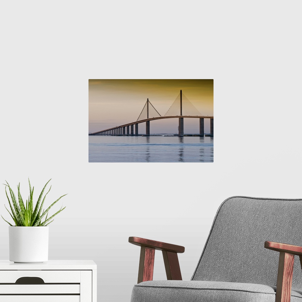 A modern room featuring North America, USA, Florida, Tampa Bay. Sunshine Skyway Bridge