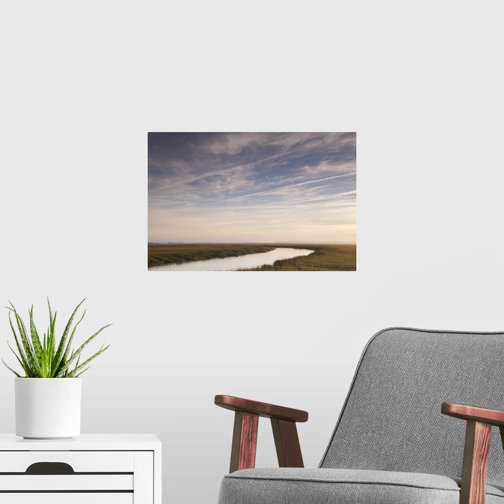 A modern room featuring Georgia, Brunswick, dawn view along the Brunswick River marshes.