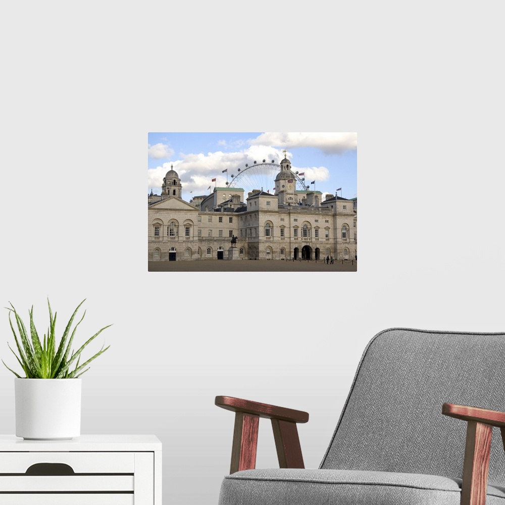A modern room featuring Horse Guards and the London Eye in London, England.