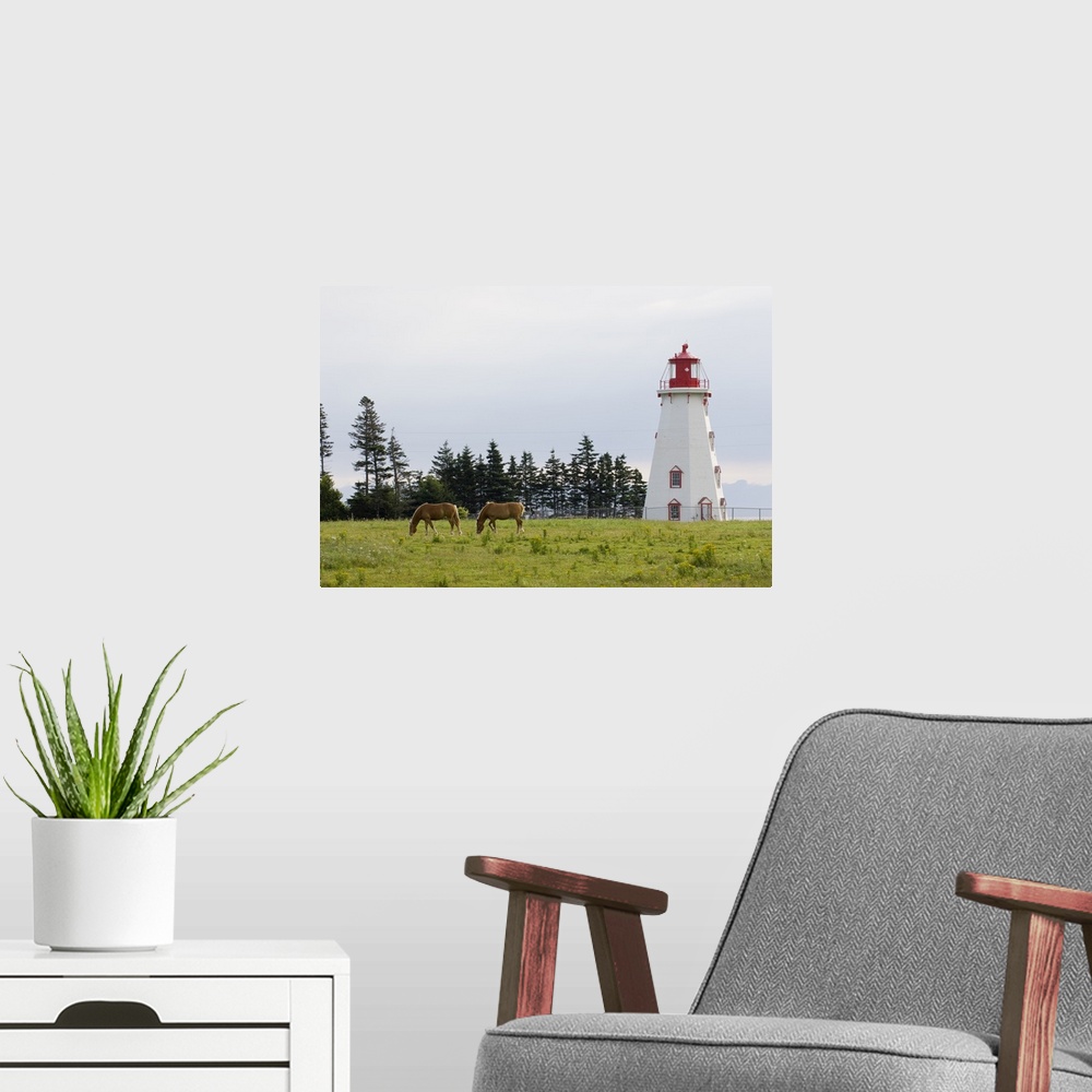 A modern room featuring Horse Pasture and Panmure Head Lighthouse, Prince Edward Island, Canada