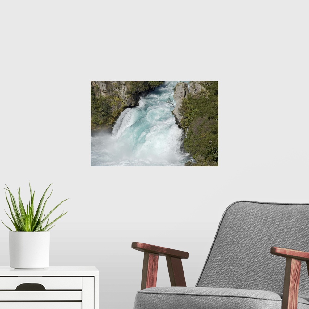 A modern room featuring Huka Falls and Waikato River, near Taupo, North Island, New Zealand