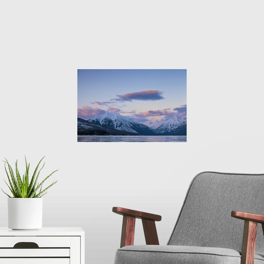 A modern room featuring Late winter light over Lake McDonald in Glacier National Park, Montana, USA