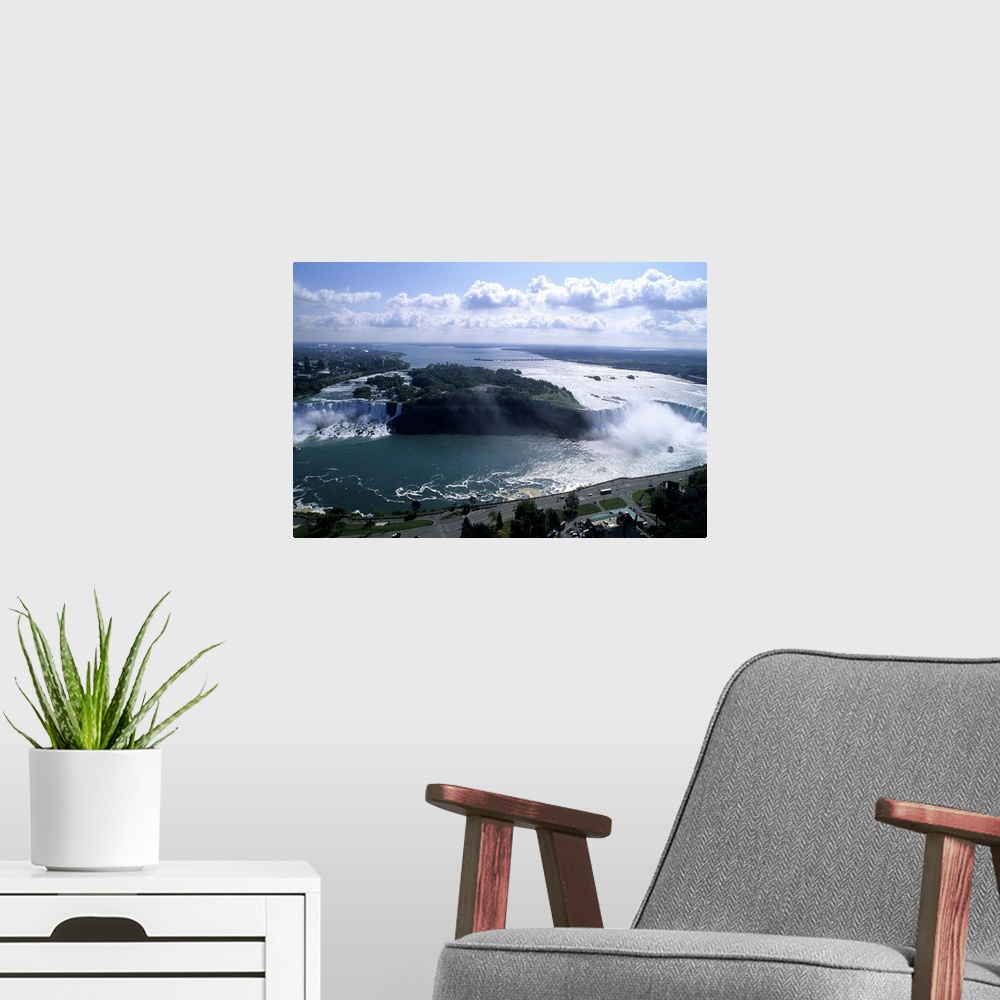 A modern room featuring Looking back at the USA horseshoe falls in Niaigara Falls Ontario Canada