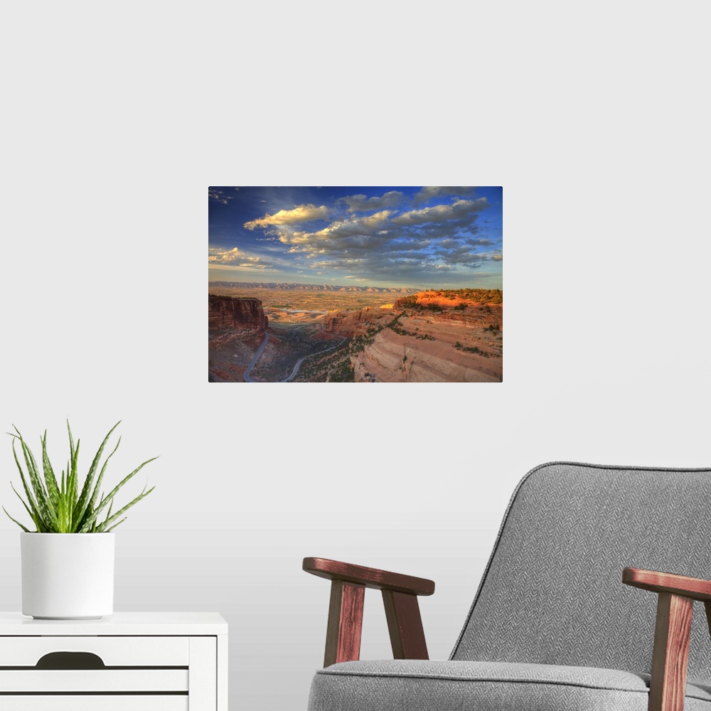 A modern room featuring Looking down at the Fruita Canyon in the Colorado National Monument in Fruita, Colorado, USA
