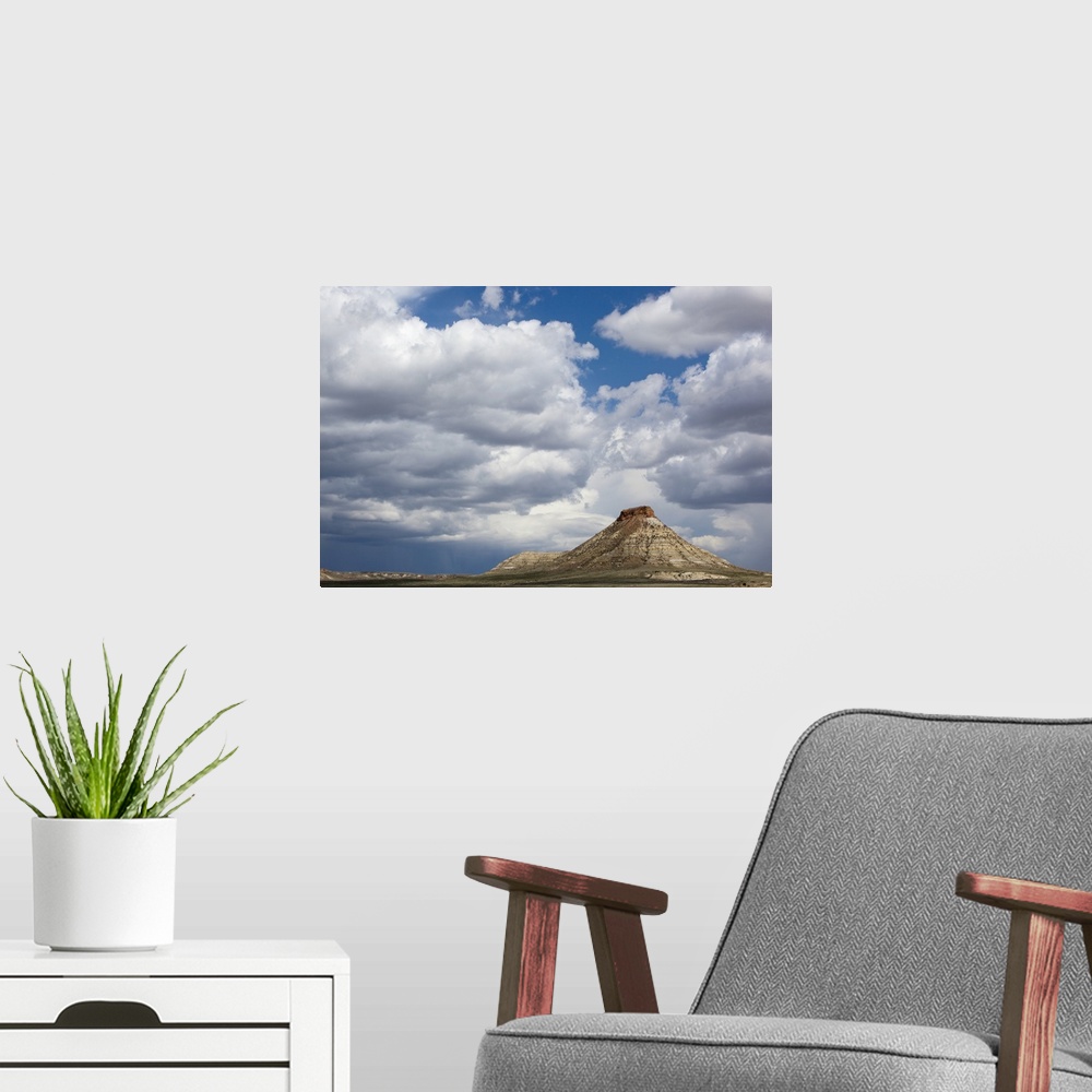 A modern room featuring USA, Montana, Terry, Gathering storm clouds over hoodoo in badlands of eastern Montana