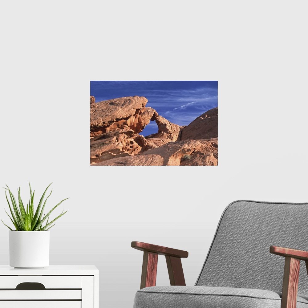 A modern room featuring North America, U.S., Nevada, Valley of Fire State Park. Arch Rock.