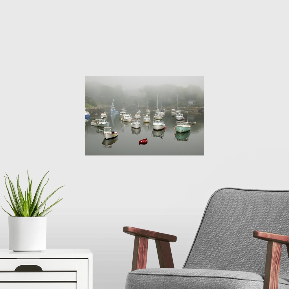 A modern room featuring USA, New England, Maine, Ogunquit, boats in Perkins Cove