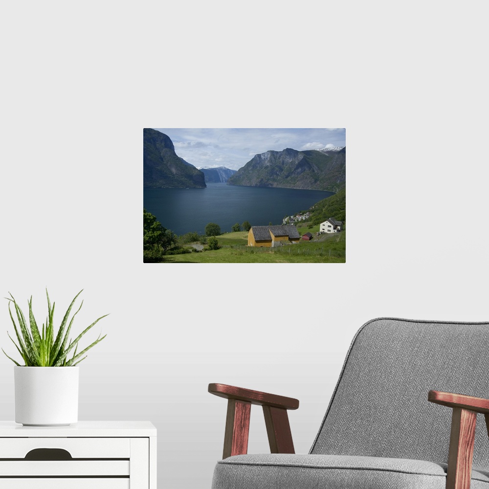 A modern room featuring Norway, Aurland near Flam. View of Aurland Fjord