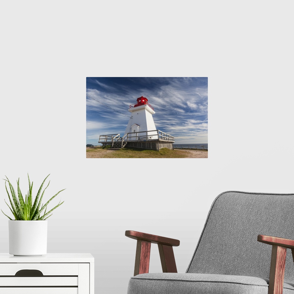 A modern room featuring Nova Scotia, Cabot Trail, Cape Breton Highlands National Park, Neils Harbour Lighthouse