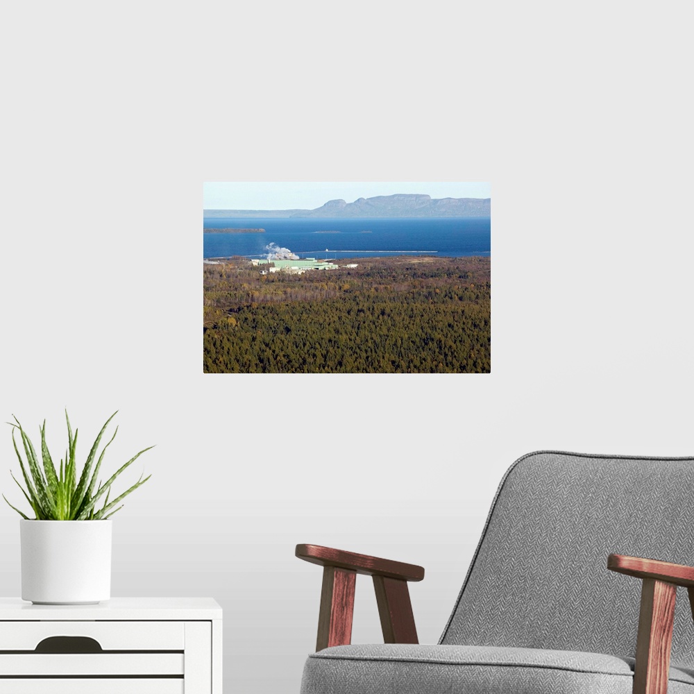 A modern room featuring Ontario, Thunder Bay, Paper Mill and Lake Superior from Mt. Mackay
