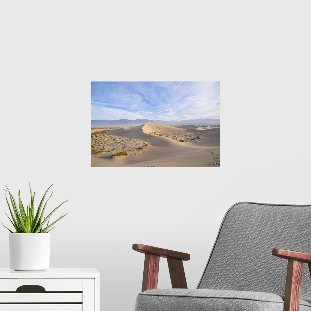 A modern room featuring Scenic landscape of Stovepipe Wells sand dunes in Death Valley National Park, California