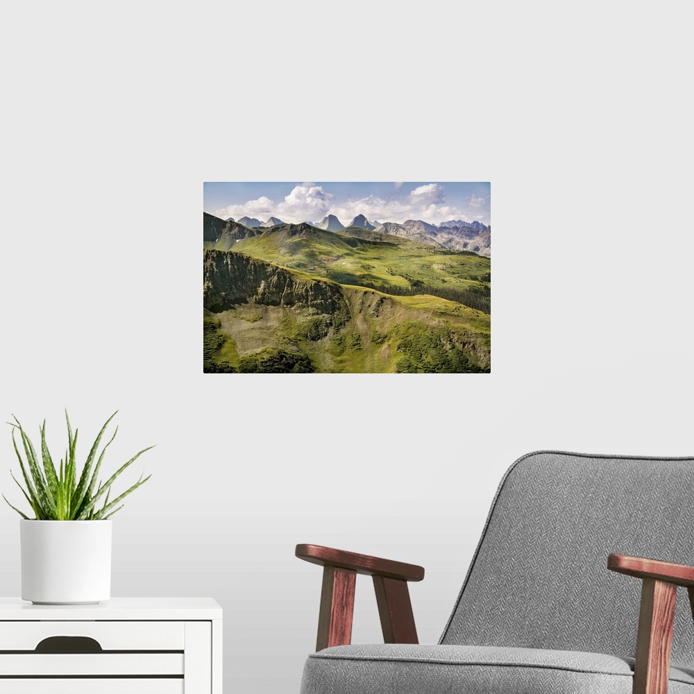 A modern room featuring USA, Colorado, San Juan National Forest. Overview of San Juan Mountains landscape. United States,...