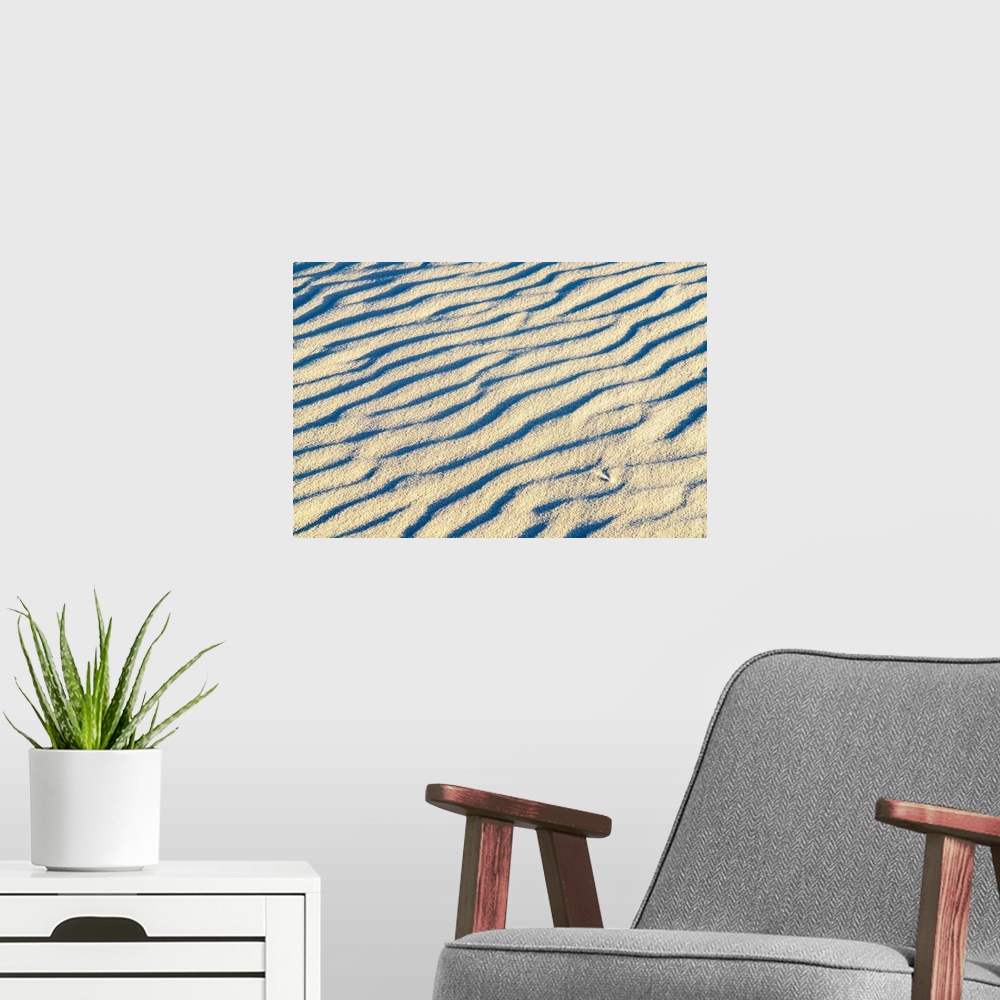 A modern room featuring USA, New Mexico, White Sands National Monument, Ripple Patterns In White Sand Dune