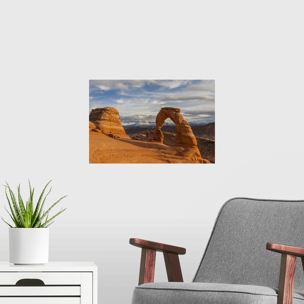 A modern room featuring USA, Utah, Arches National Park. Delicate Arch at sunset.