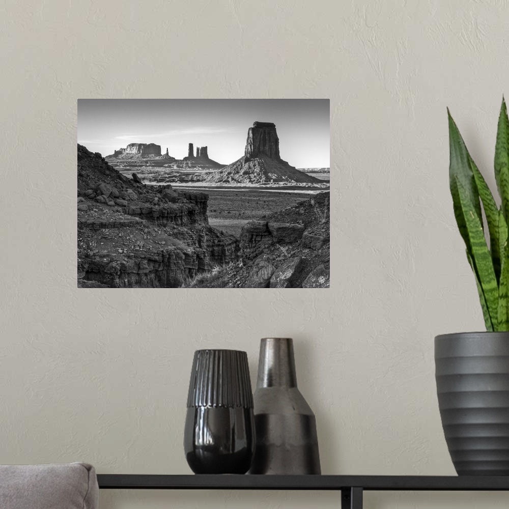 A modern room featuring USA, Utah, Monument Valley Navajo Tribal Park, View of buttes