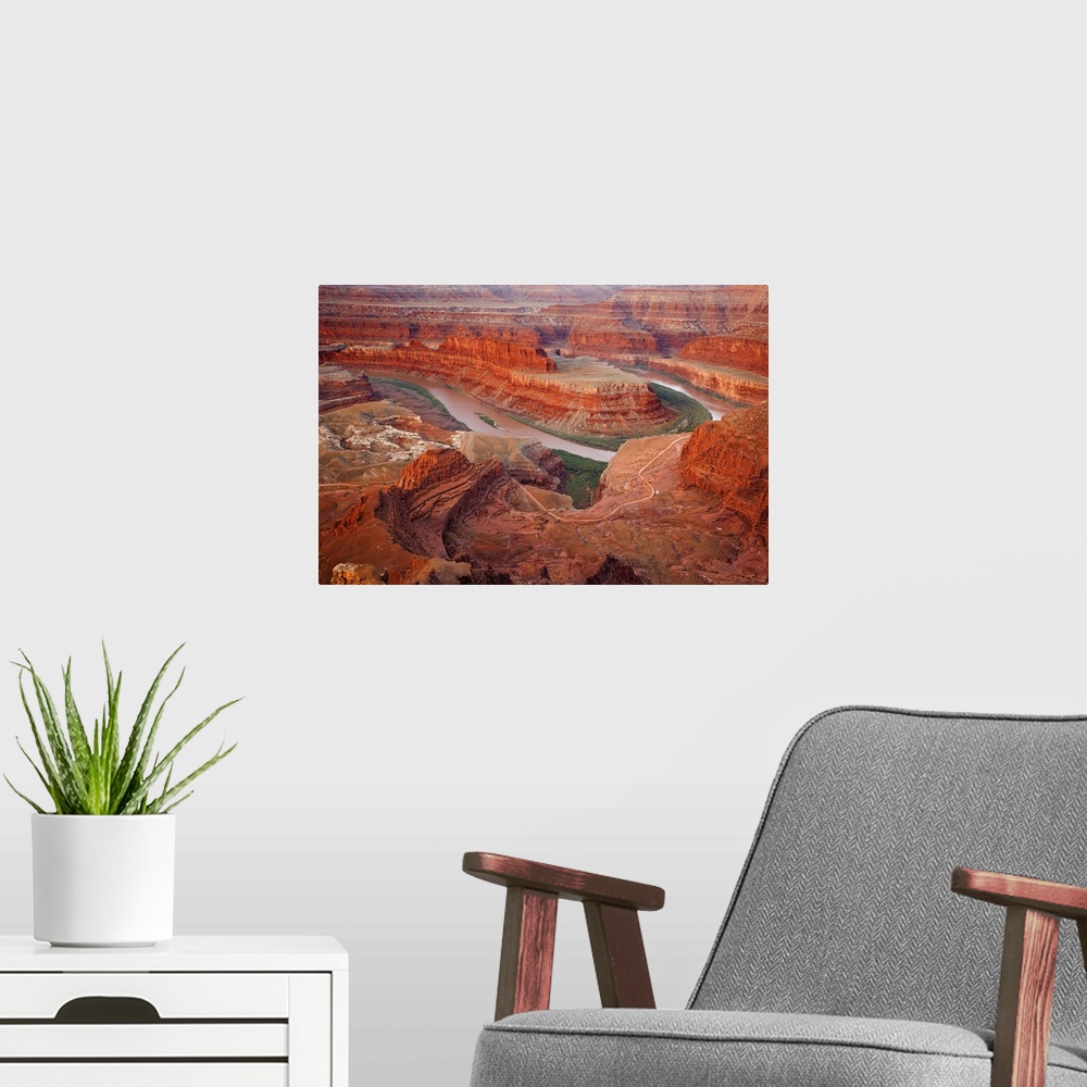 A modern room featuring USA, Utah, Dead Horse Point State Park. View of The Gooseneck section of Colorado River.