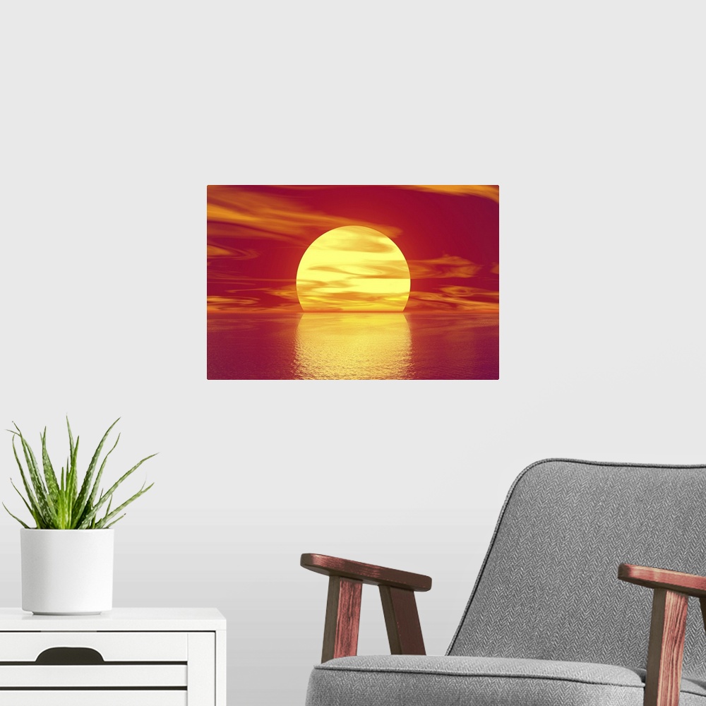 A modern room featuring Golden Sunset