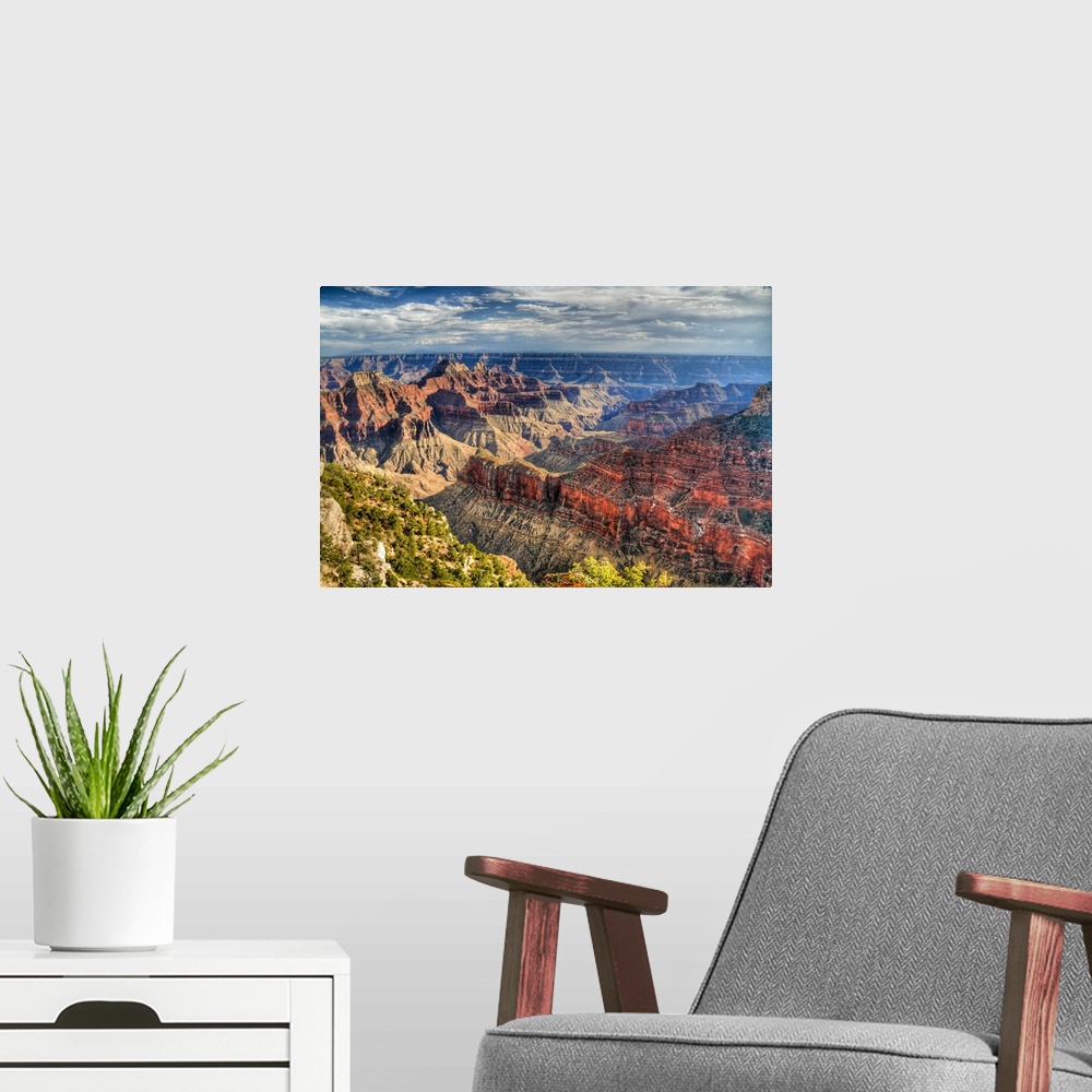 A modern room featuring North rim of the Grand Canyon (HDR image.)