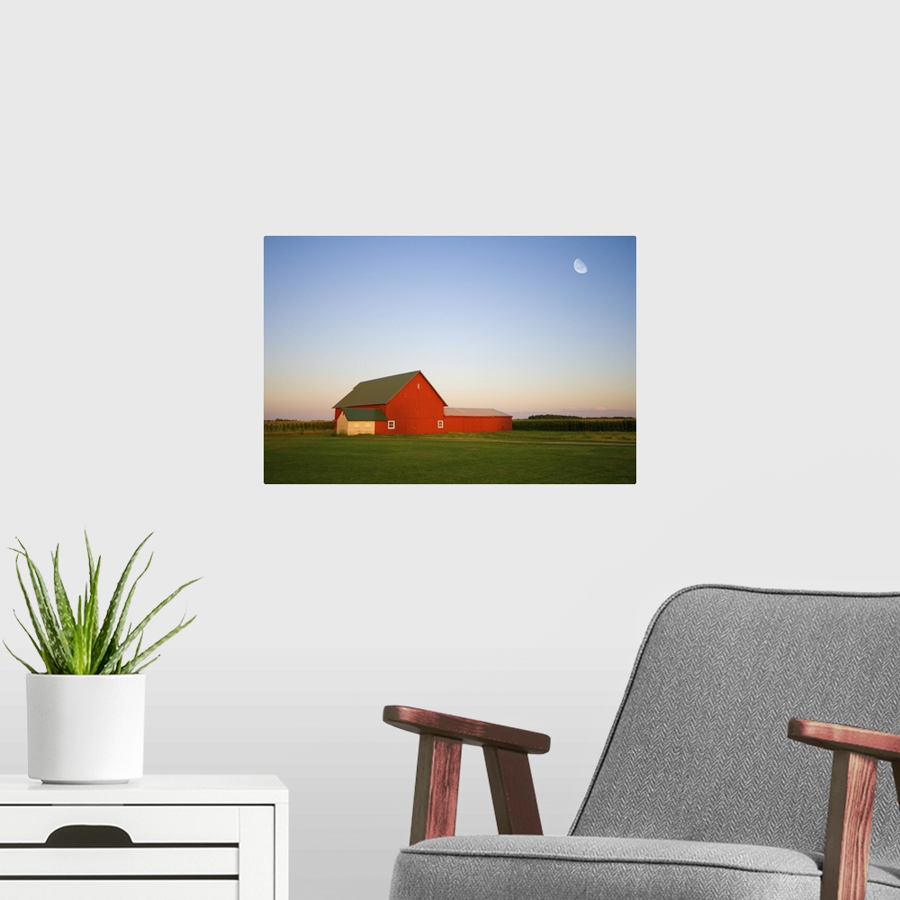 A modern room featuring Red barn on a farm in Central Indiana.