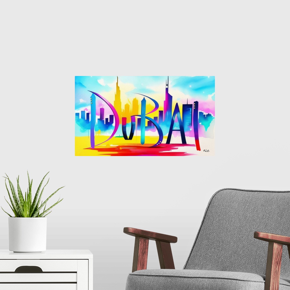 A modern room featuring City Strokes Dubai