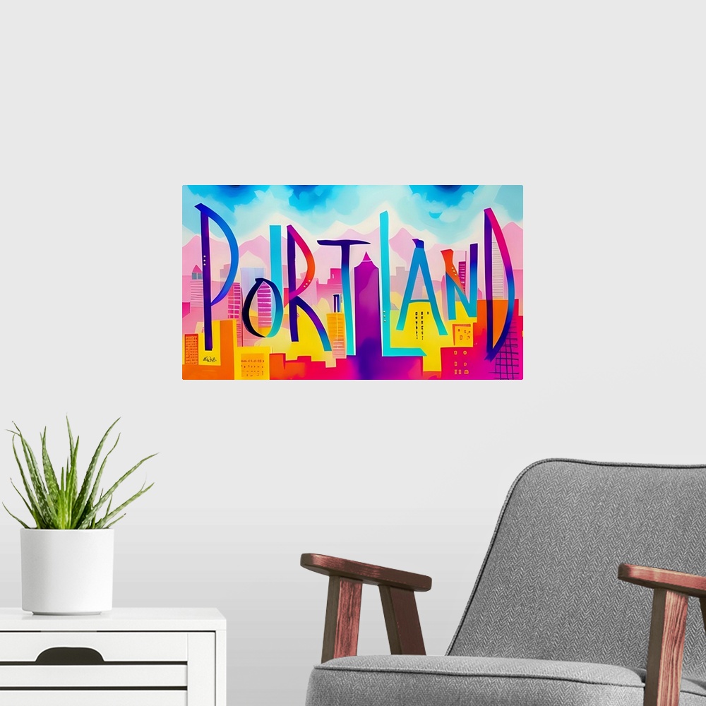 A modern room featuring City Strokes Portland
